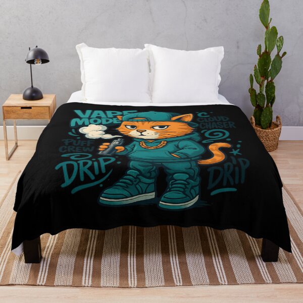 Item preview, Street Vape Cat – Teal Graffiti Style Urban Illustration designed and sold by House of Taste Vape Designs.