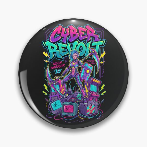 Item preview, Cyber Revolt Neon Warrior - Future Now Retro Arcade Art designed and sold by AwesomeBeyondLimits.