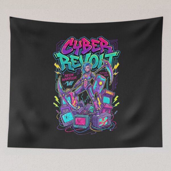 Item preview, Cyber Revolt Neon Warrior - Future Now Retro Arcade Art designed and sold by AwesomeBeyondLimits.