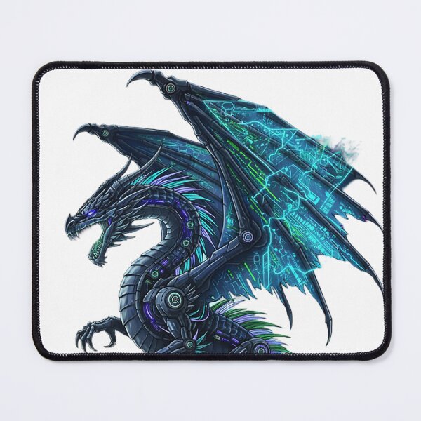 Item preview, Dark Cybernetic Dragon, Neon Glow designed and sold by newvisionart191.