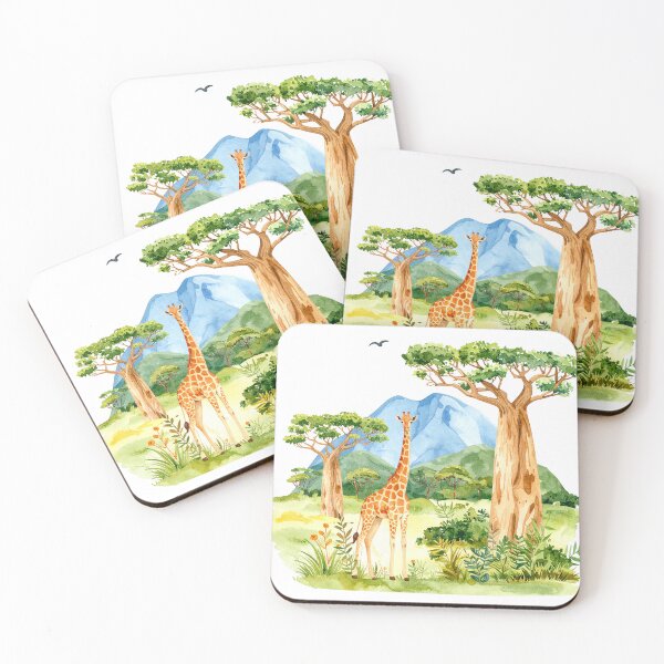 Item preview, Watercolor Giraffe in Safari Forest designed and sold by Rutvain.