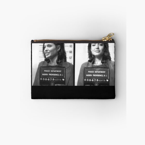 Item preview, Angelina music Jolie MUG SHOT Black-and-White Mugshot-Style Duo Composition With Text Panels designed and sold by cautrapinacka.