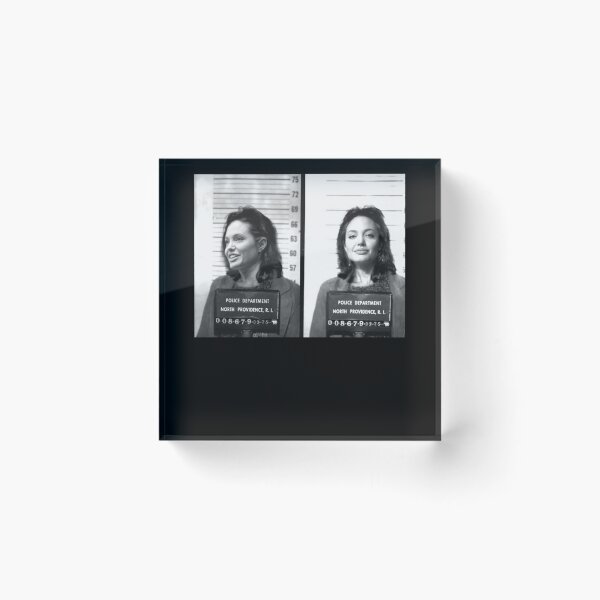 Item preview, Angelina music Jolie MUG SHOT Black-and-White Mugshot-Style Duo Composition With Text Panels designed and sold by cautrapinacka.