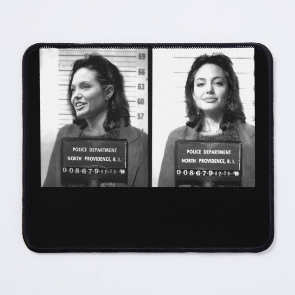 Item preview, Angelina music Jolie MUG SHOT Black-and-White Mugshot-Style Duo Composition With Text Panels designed and sold by cautrapinacka.