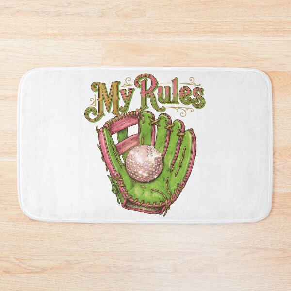 Item preview, My Rules - Vintage Kitsch Pink & Green Sparkly Baseball Glove designed and sold by Hen-C-Art.