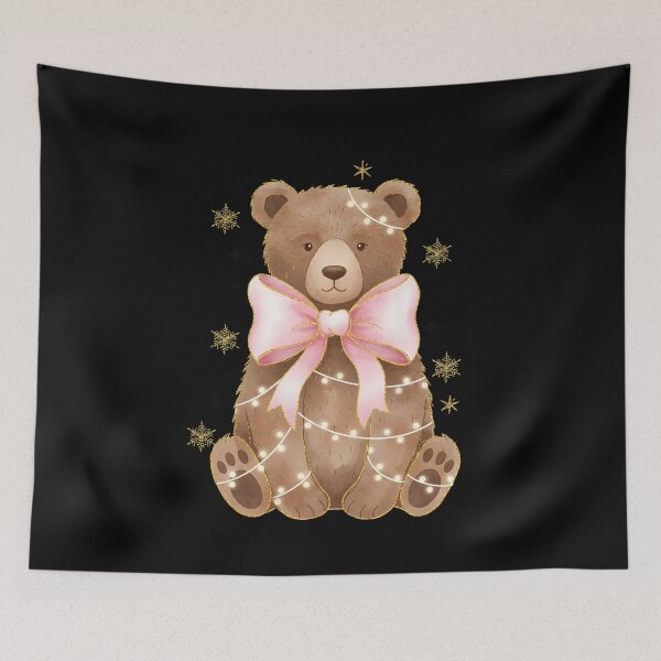 Item preview, Teddy Bear Pink Bow Lights Christmas Season Festive Bear Cute Decor designed and sold by Animal-Replicas.