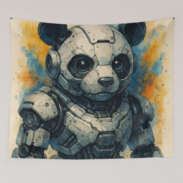 Item preview, “Cybernetic Panda – Futuristic Watercolor Mecha Design” designed and sold by TDesignp.
