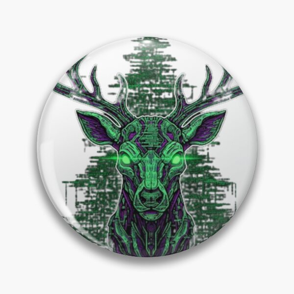 Artikelvorschau, Kybernetischer Hirschkopf | Rentier-Kunstwerk aus der Gamer-Matrix entworfen und verkauft von Rosuma Designs.