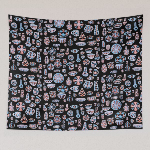 Item preview, Neon Pottery on Black designed and sold by Amanda Laurel Atkins.