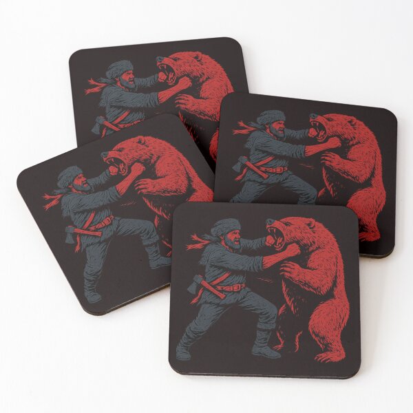 Item preview, Red Frontier Clash – Two-Tone Wilderness Fight Illustration designed and sold by Tadeusz1.