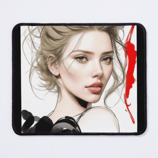 Item preview, Art - Scarlett Johansson Soft Digital Illustration Portrait With Warm Skin Tones and Red Brush Accents designed and sold by Patricianighton.