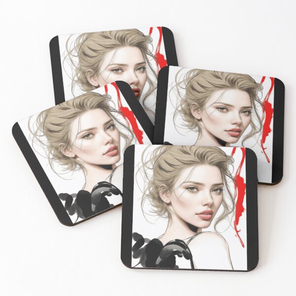 Item preview, Art - Scarlett Johansson Soft Digital Illustration Portrait With Warm Skin Tones and Red Brush Accents designed and sold by Patricianighton.
