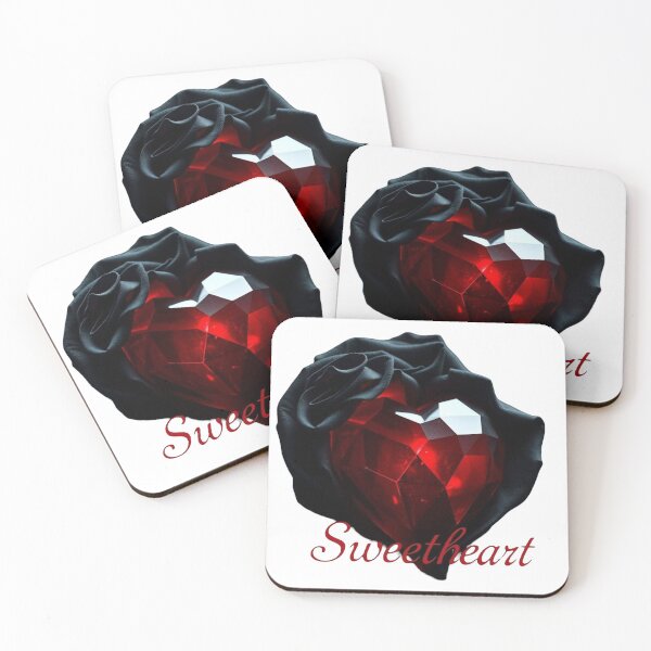 Item preview, ​Facet-Cut Ruby Heart on Black Silk. Crystal Heart. designed and sold by ZyVoAli.