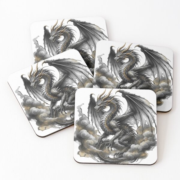 Item preview, Black and Gold Armored Dragon designed and sold by newvisionart191.