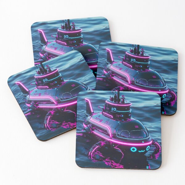 Item preview, Cyberpunk Kawaii Neon Submarine – Pink Glow Submarine designed and sold by NordseeSteel.