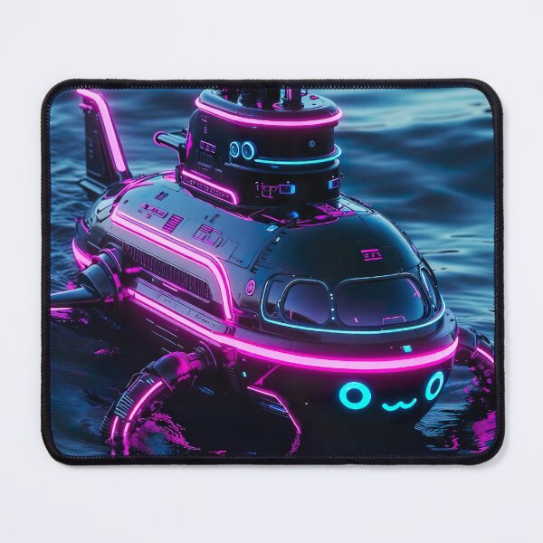 Item preview, Cyberpunk Kawaii Neon Submarine – Pink Glow Submarine designed and sold by NordseeSteel.
