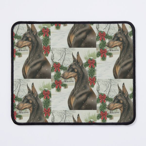 Item preview, Red Doberman with Christmas Garland designed and sold by BitchcraftandCo.