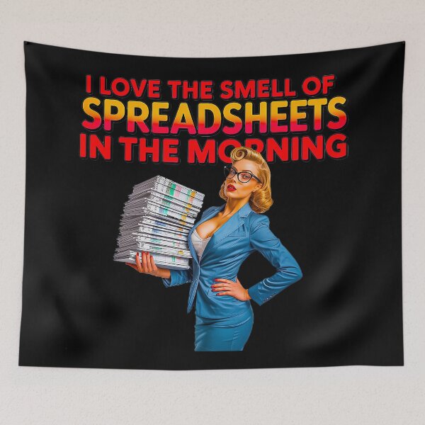 Item preview, Retro Spreadsheet Queen Carrying Massive Excel Stack designed and sold by Amanda's Factory.