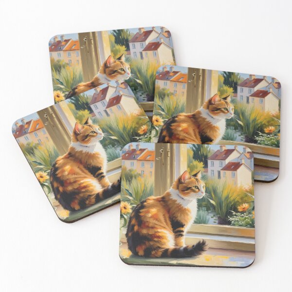 Item preview, Cat at the Window – Cozy Home Oil Painting designed and sold by Visualynx.