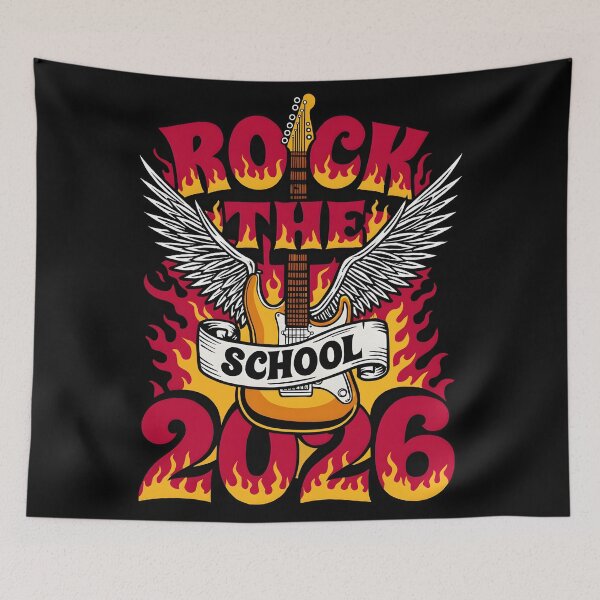 Item preview, Rock The School 2026 Winged Guitar Flames designed and sold by DrawHandArt.