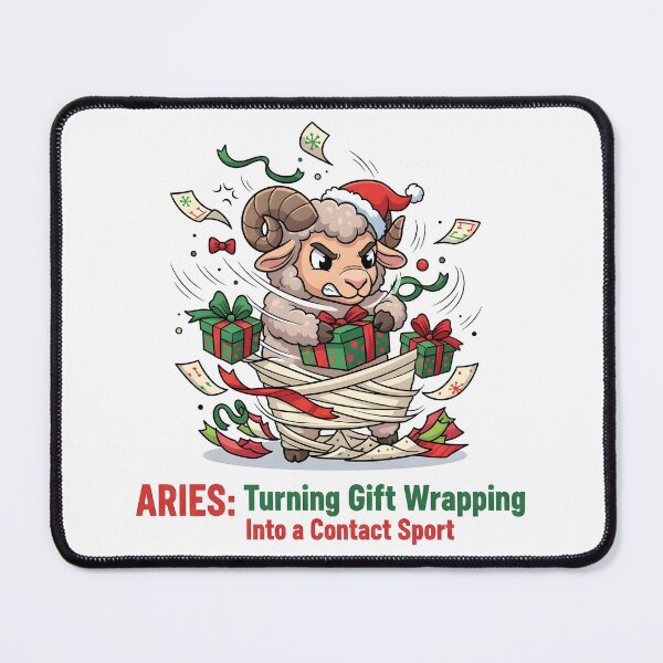 Artikelvorschau, Widder-Geschenkverpackungschaos | Lustiges Sternzeichen-Meme | Geburtstagsgeschenk für März/April entworfen und verkauft von MGIT Creations.