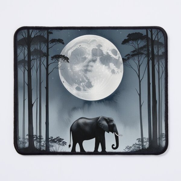 Item preview, Moonlit Elephant – A Night Bloom of Quiet Wisdom designed and sold by HappySproutArt.