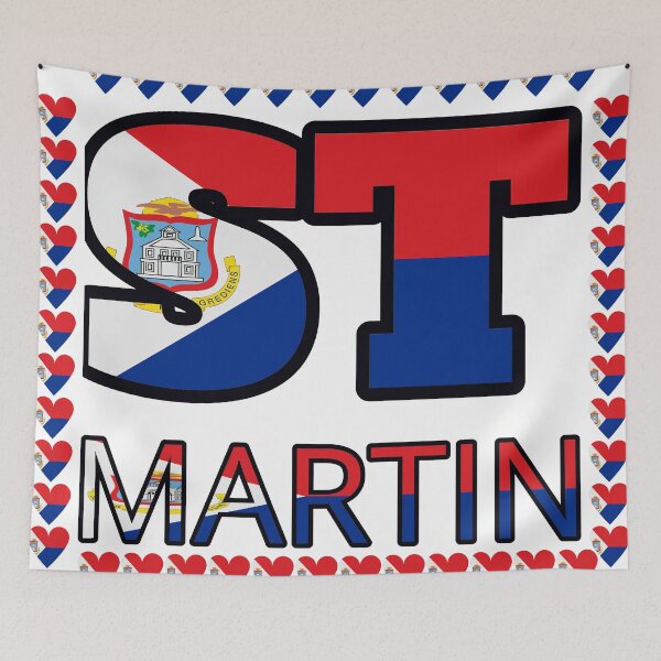 Item preview, St Martin Flag Letters And Hearts designed and sold by TheIconSmith.
