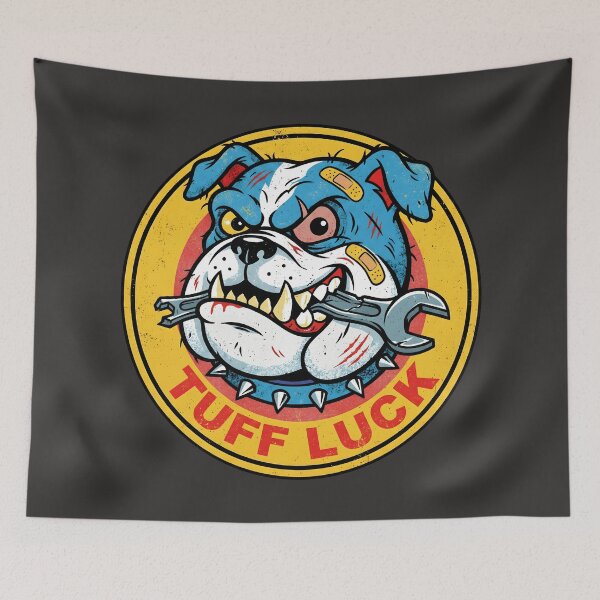 Item preview, Tuff Luck Bulldog Wrench - Retro Mechanic Garage Mascot designed and sold by AwesomeBeyondLimits.