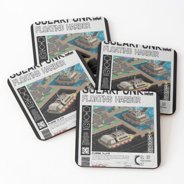 Item preview, Solarpunk: FLOATING HARBOR with Solar Panels designed and sold by Raw-Ink.