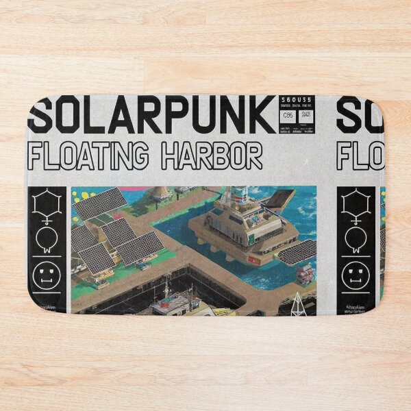 Item preview, Solarpunk: FLOATING HARBOR with Solar Panels designed and sold by Raw-Ink.