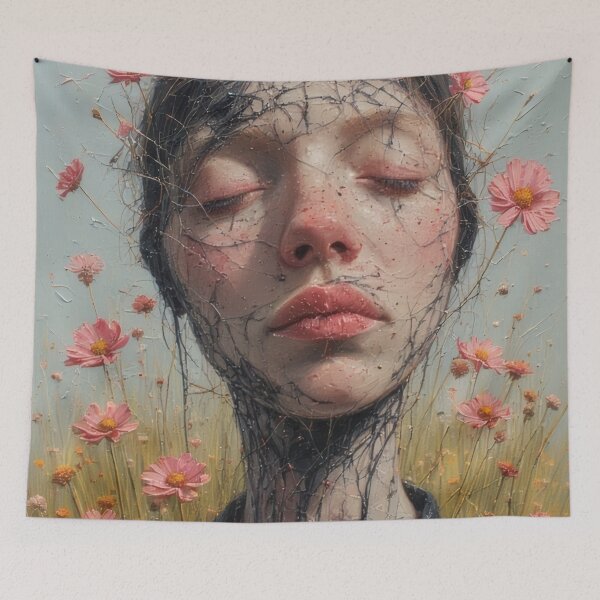 Item preview, firmly rooted woman in a flower meadow designed and sold by Mianku | Für das Leben.