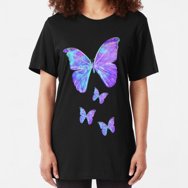 Purple Butterflies by Jan Marvin Slim Fit T-Shirt