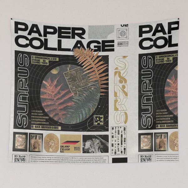 Item preview, Solarpunk: SUNRUS Paper Collage with Ferns designed and sold by Raw-Ink.
