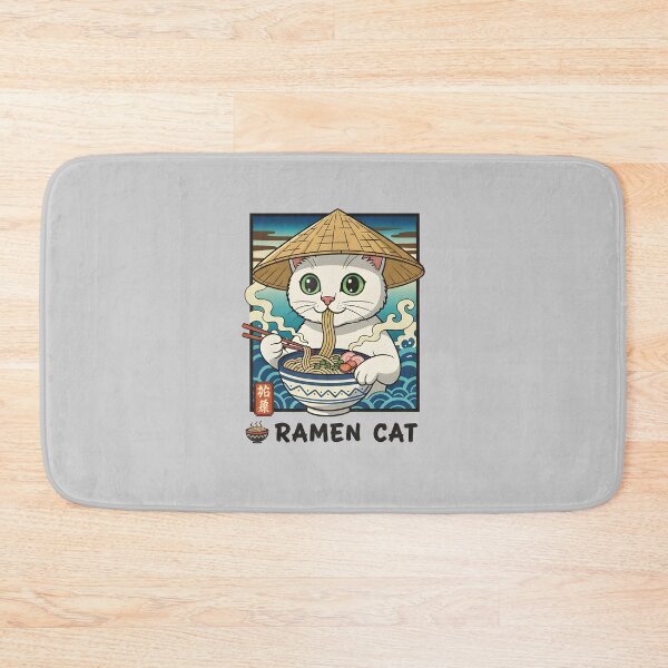 Item preview, Ramen Cat: Cute Japanese Noodle Kitty with Conical Hat designed and sold by THE-DAILY-DRIPS.