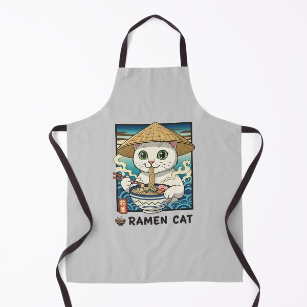 Item preview, Ramen Cat: Cute Japanese Noodle Kitty with Conical Hat designed and sold by THE-DAILY-DRIPS.