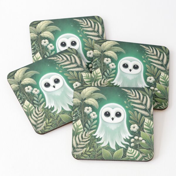 Item preview, Kawaii Ghost Owl Enchanted Forest Spirit designed and sold by BigBlueArt.