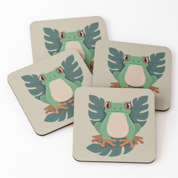 Item preview, Exotic Frog with Monstera Leaves designed and sold by ellealsopaints.