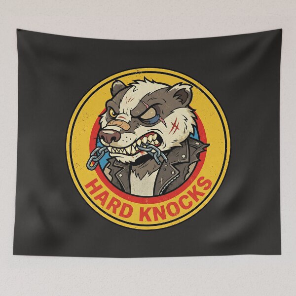 Item preview, Hard Knocks Bruiser - Retro Biker Badger Patch designed and sold by AwesomeBeyondLimits.