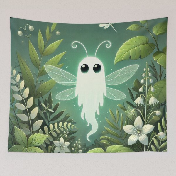 Aperçu de l'œuvre Fantôme Kawaii Luciole Esprit de la Forêt Enchantée créée et vendue par BigBlueArt.