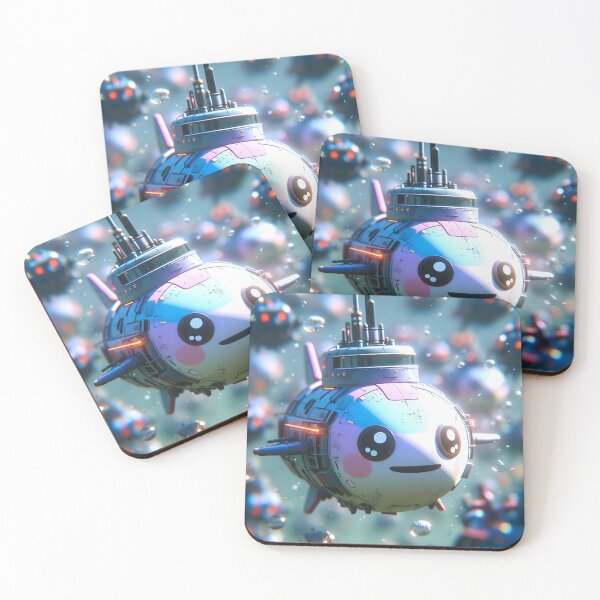 Artikelvorschau, Kawaii Underwater Submarine – Cute Neon Dream Diver entworfen und verkauft von NordseeSteel.