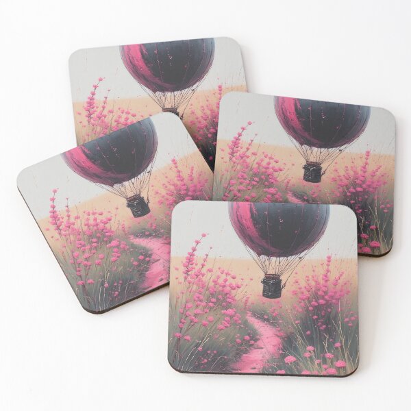 Item preview, Hot air balloon over a blooming field designed and sold by Mianku | Für das Leben.