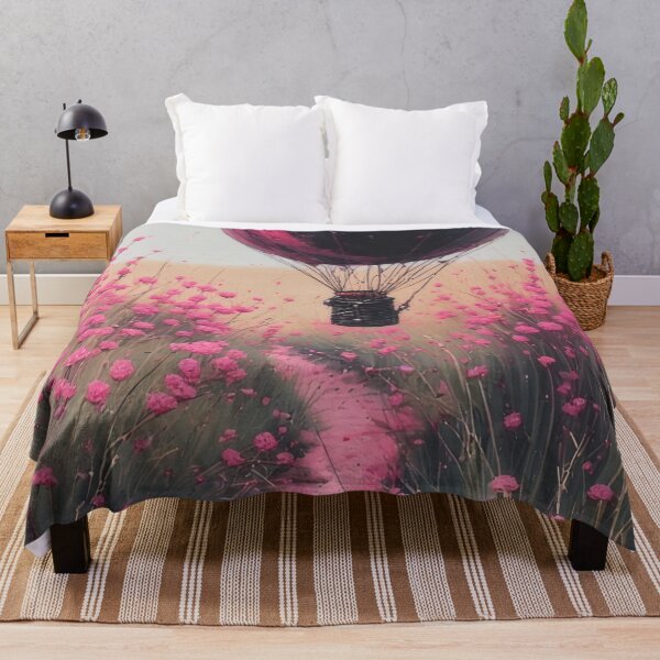 Item preview, Hot air balloon over a blooming field designed and sold by Mianku | Für das Leben.