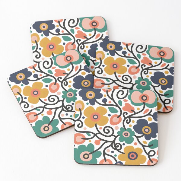 Item preview, Retro Floral Power Pattern | Mid-Century Modern Scandinavian Flower Art designed and sold by VibranPalette.