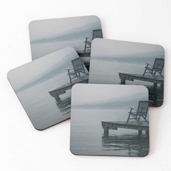 Item preview, Calm lake view with a wooden chair designed and sold by anytka.