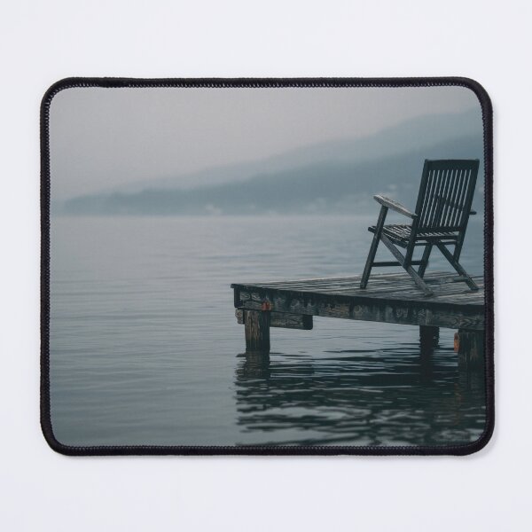 Item preview, Calm lake view with a wooden chair designed and sold by anytka.