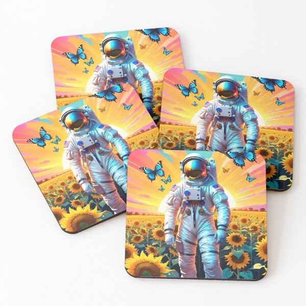 Item preview, Astronaut in Sunflower Field – Surreal Space Garden with Butterflies designed and sold by AIQUEERART.