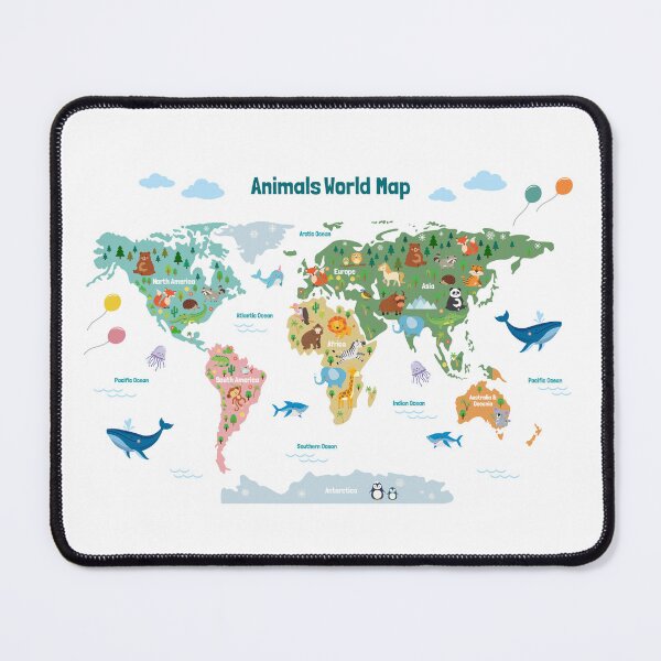 Item preview, Cute Animals World Map designed and sold by GennyOnThePaper.