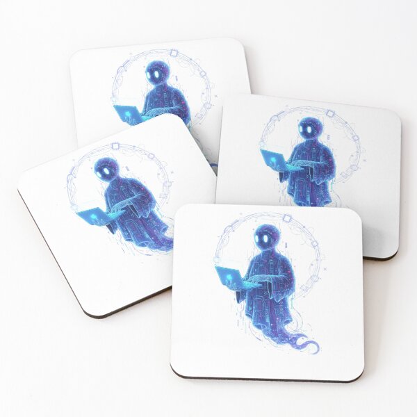 Item preview, Cyber Ghost Hacker Spirit with Laptop - Digital Circuit Wizard | designed and sold by Satpura punti baba .