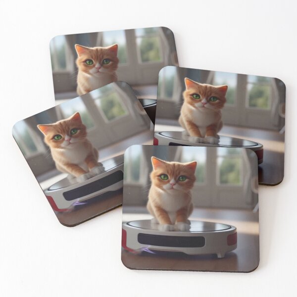 Item preview, Cat Riding a Roomba designed and sold by Tik Cats.