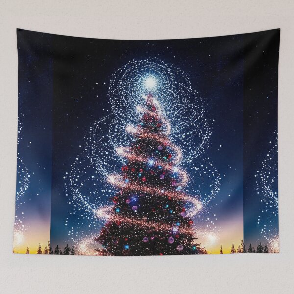 Item preview, Magical Sparkling Christmas Tree Under the Starry Night designed and sold by AmetistLight.